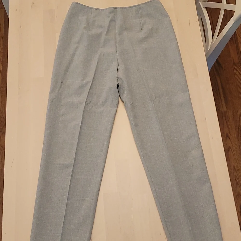 Vintage 1980s Scarlet Pleated Grey Pantsuit with Slit and Button Details - Picture 12 of 16